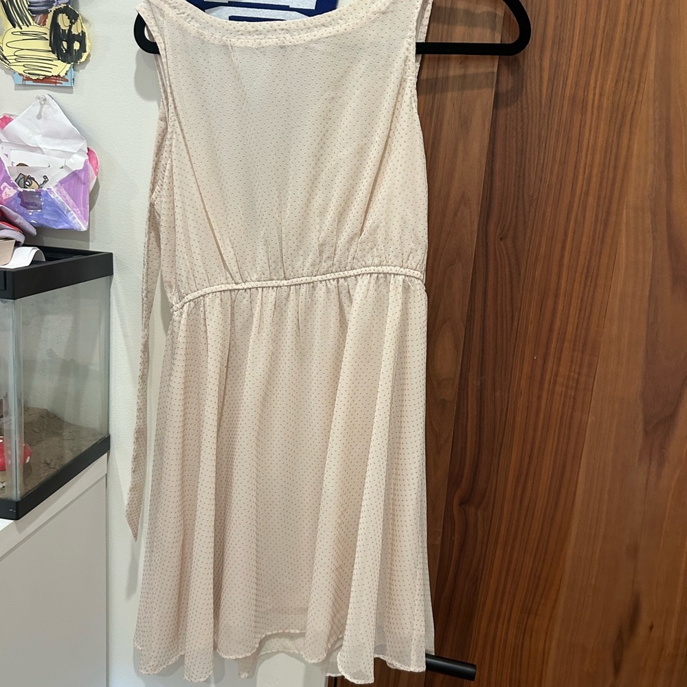 Cream Sleeveless Dress with Gold Stud Accents